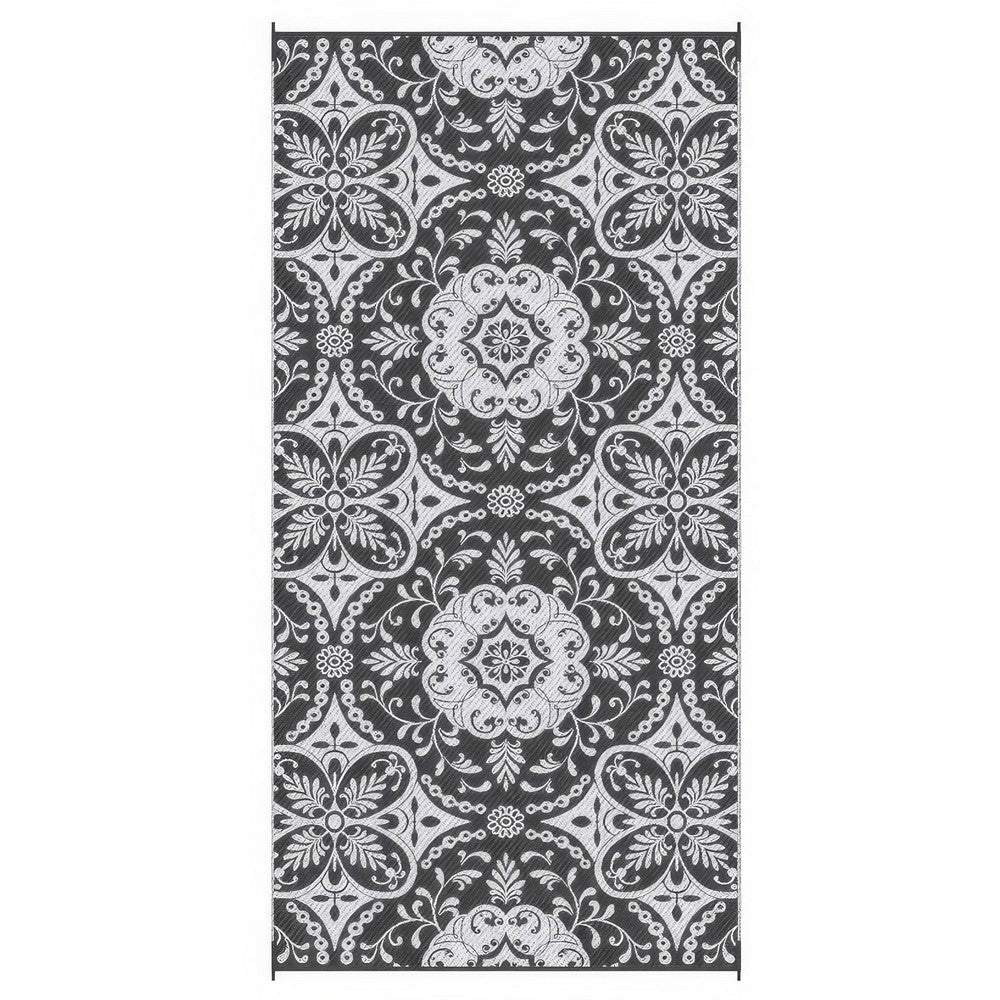 9x18 Outdoor Rug, Camping, Picnic Reversible Rug in a Bag, Gray White - BM350770