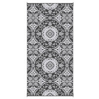 9x18 Outdoor Rug, Camping, Picnic Reversible Rug in a Bag, Gray White - BM350770