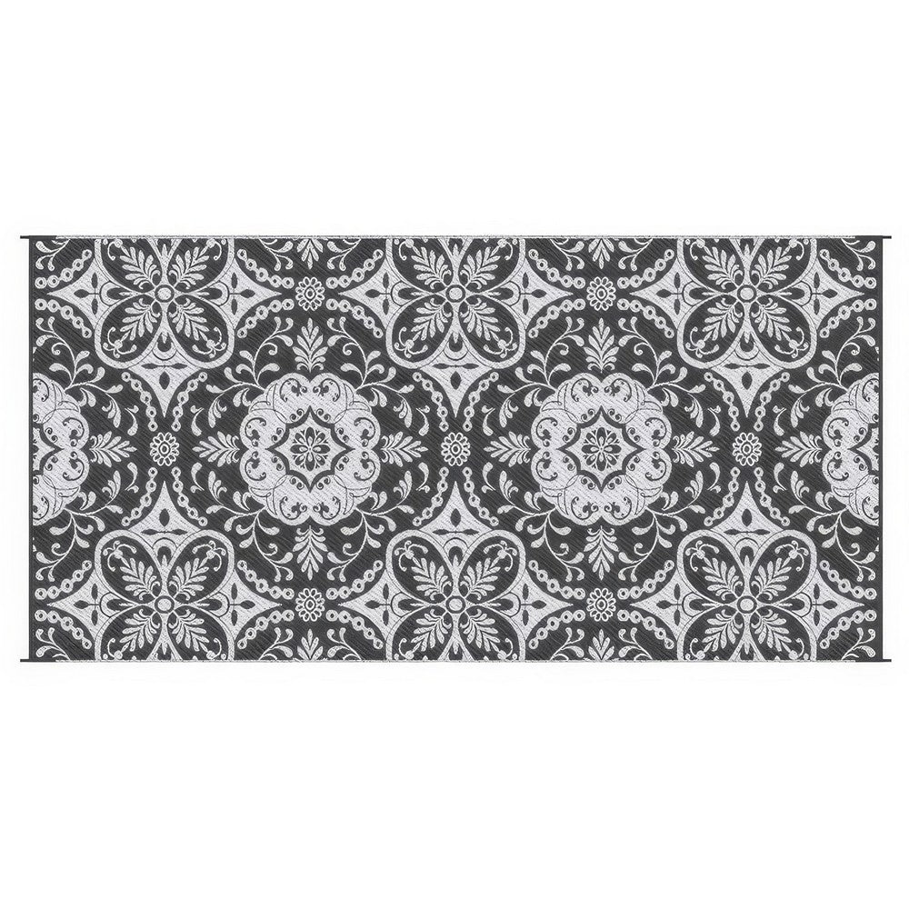 9x18 Outdoor Rug, Camping, Picnic Reversible Rug in a Bag, Gray White - BM350770
