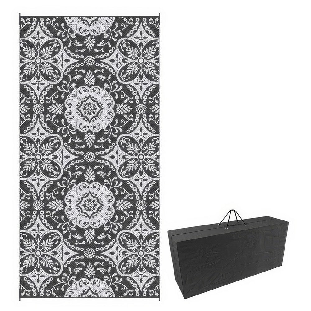 9x18 Outdoor Rug, Camping, Picnic Reversible Rug in a Bag, Gray White - BM350770