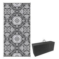 9x18 Outdoor Rug, Camping, Picnic Reversible Rug in a Bag, Gray White - BM350770