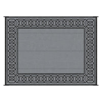 9x12 Extra Large Outdoor Area Rug, Reversible Plastic Straw Design, Black Gray - BM350771