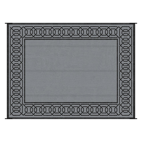 9x12 Extra Large Outdoor Area Rug, Reversible Plastic Straw Design, Black Gray - BM350771