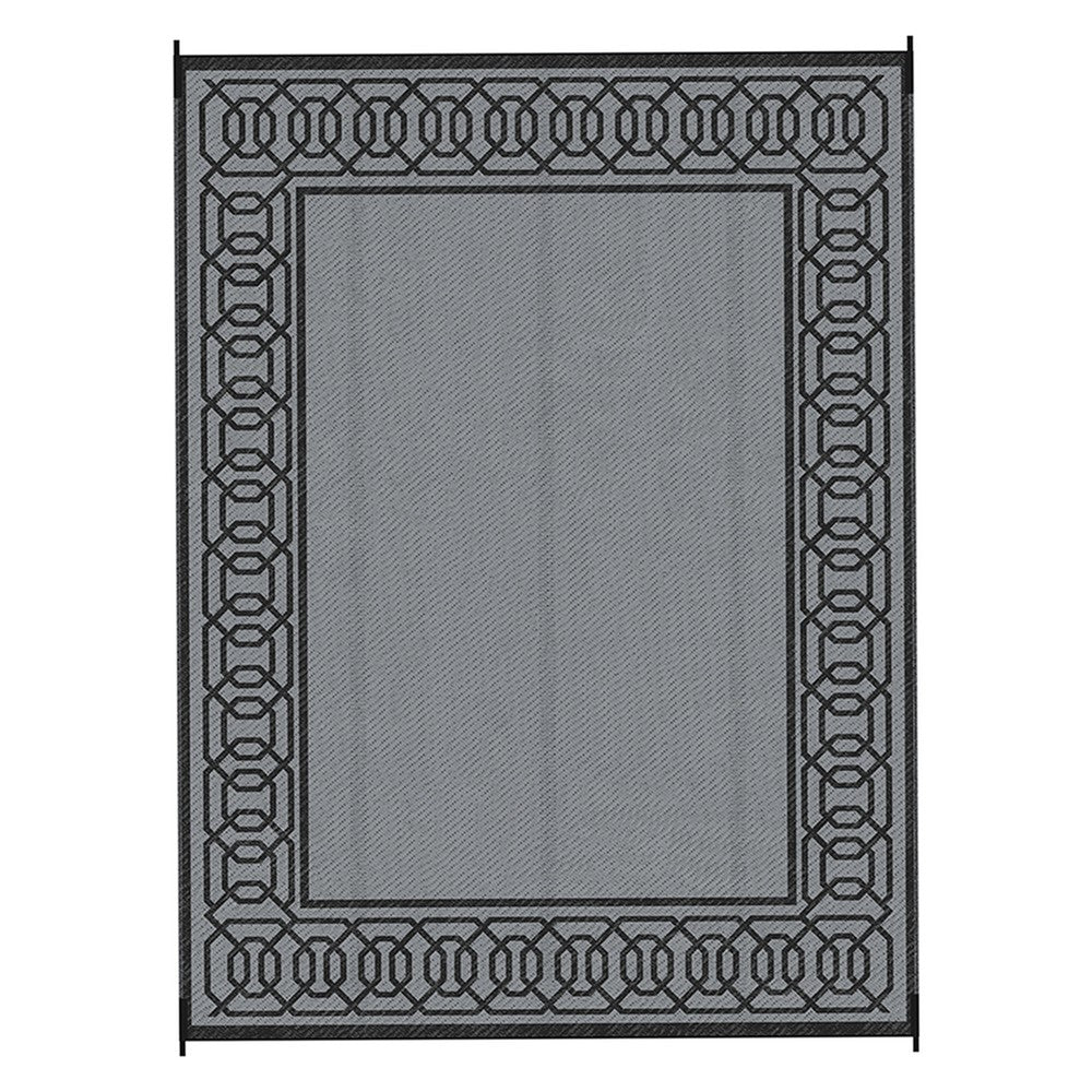 9x12 Extra Large Outdoor Area Rug, Reversible Plastic Straw Design, Black Gray - BM350771