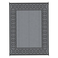 9x12 Extra Large Outdoor Area Rug, Reversible Plastic Straw Design, Black Gray - BM350771