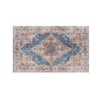 5x7 Medium Area Rug, Vintage Blue Yellow Persian Floral Pattern - BM350772