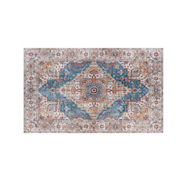 5x7 Medium Area Rug, Vintage Blue Yellow Persian Floral Pattern - BM350772
