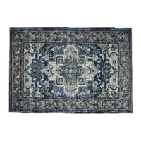 5x7 Medium Area Rug, Blue and Brown Bohemian Vintage Floral Pattern - BM350774
