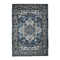 5x7 Medium Area Rug, Blue and Brown Bohemian Vintage Floral Pattern - BM350774