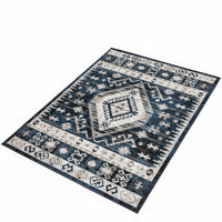Jena 5x7 Medium Area Rug, Classic Persian Geometric Design, Black Blue - BM350775