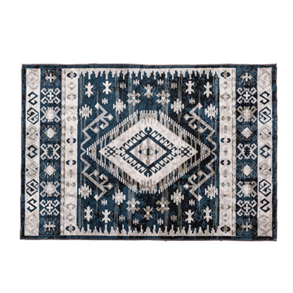 Jena 5x7 Medium Area Rug, Classic Persian Geometric Design, Black Blue - BM350775