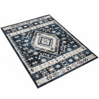 Jena 5x7 Medium Area Rug, Classic Persian Geometric Design, Black Blue - BM350775