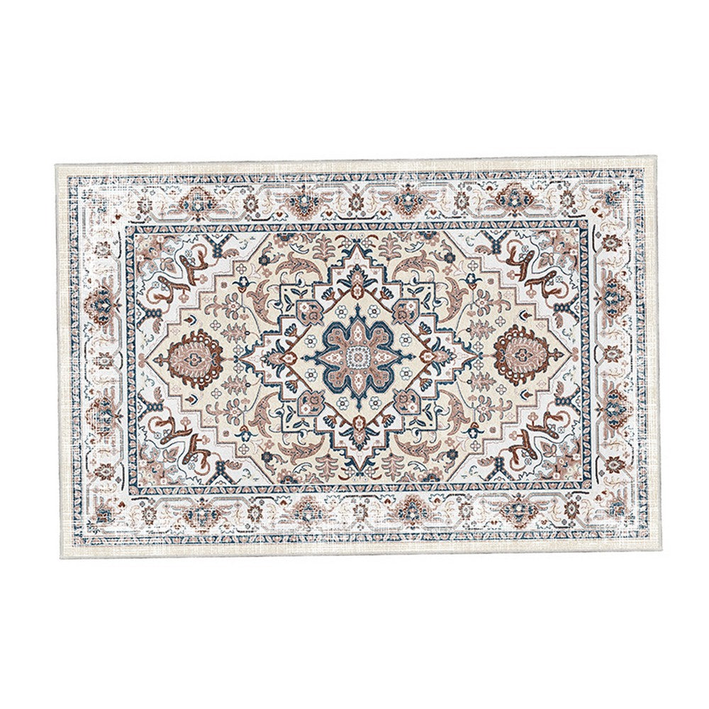 5x7 Medium Area Rug, Orange Yellow Vintage Persian Floral Pattern - BM350776