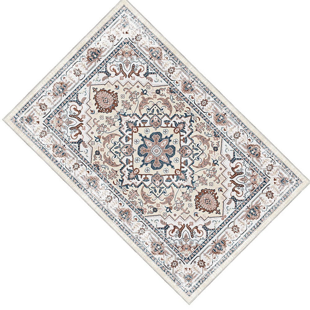 5x7 Medium Area Rug, Orange Yellow Vintage Persian Floral Pattern - BM350776
