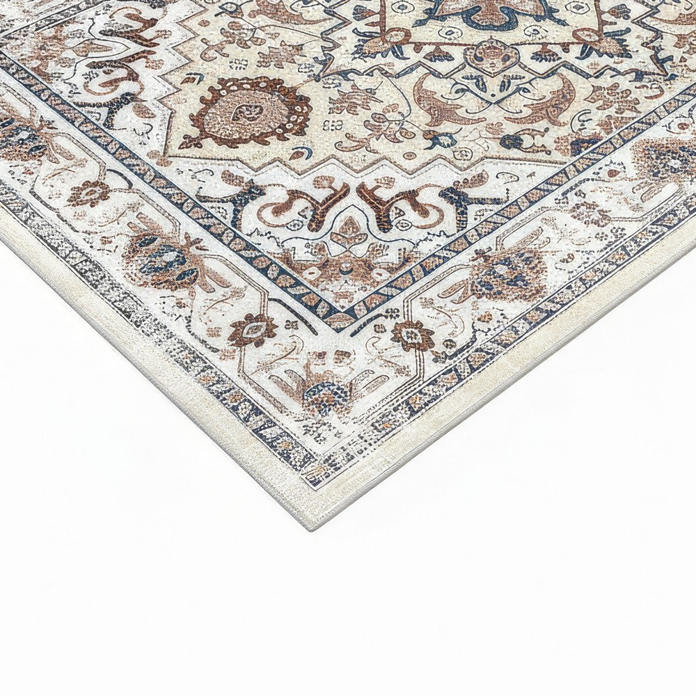 5x7 Medium Area Rug, Orange Yellow Vintage Persian Floral Pattern - BM350776