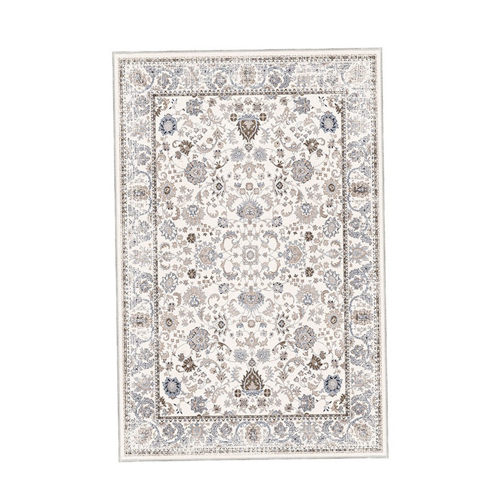 6x9 Medium Area Rug, Light Khaki and Beige Vintage Floral Patterns - BM350777