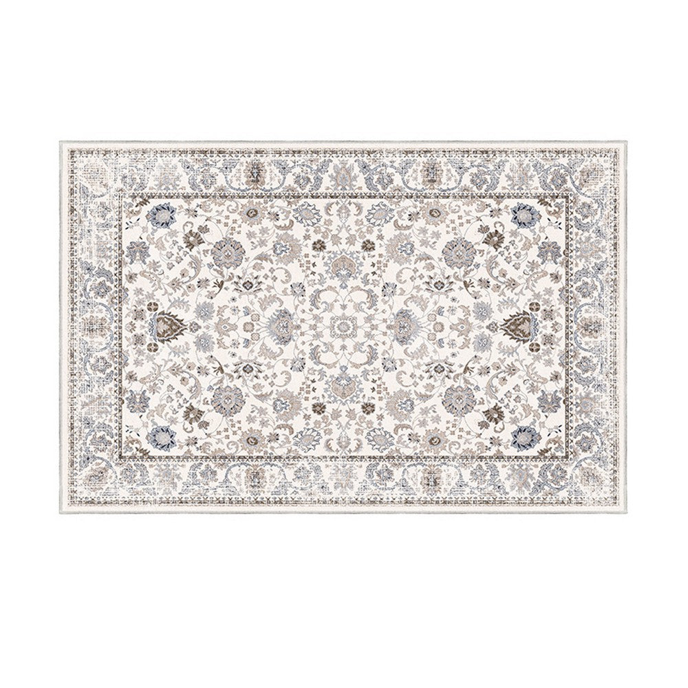 6x9 Medium Area Rug, Light Khaki and Beige Vintage Floral Patterns - BM350777