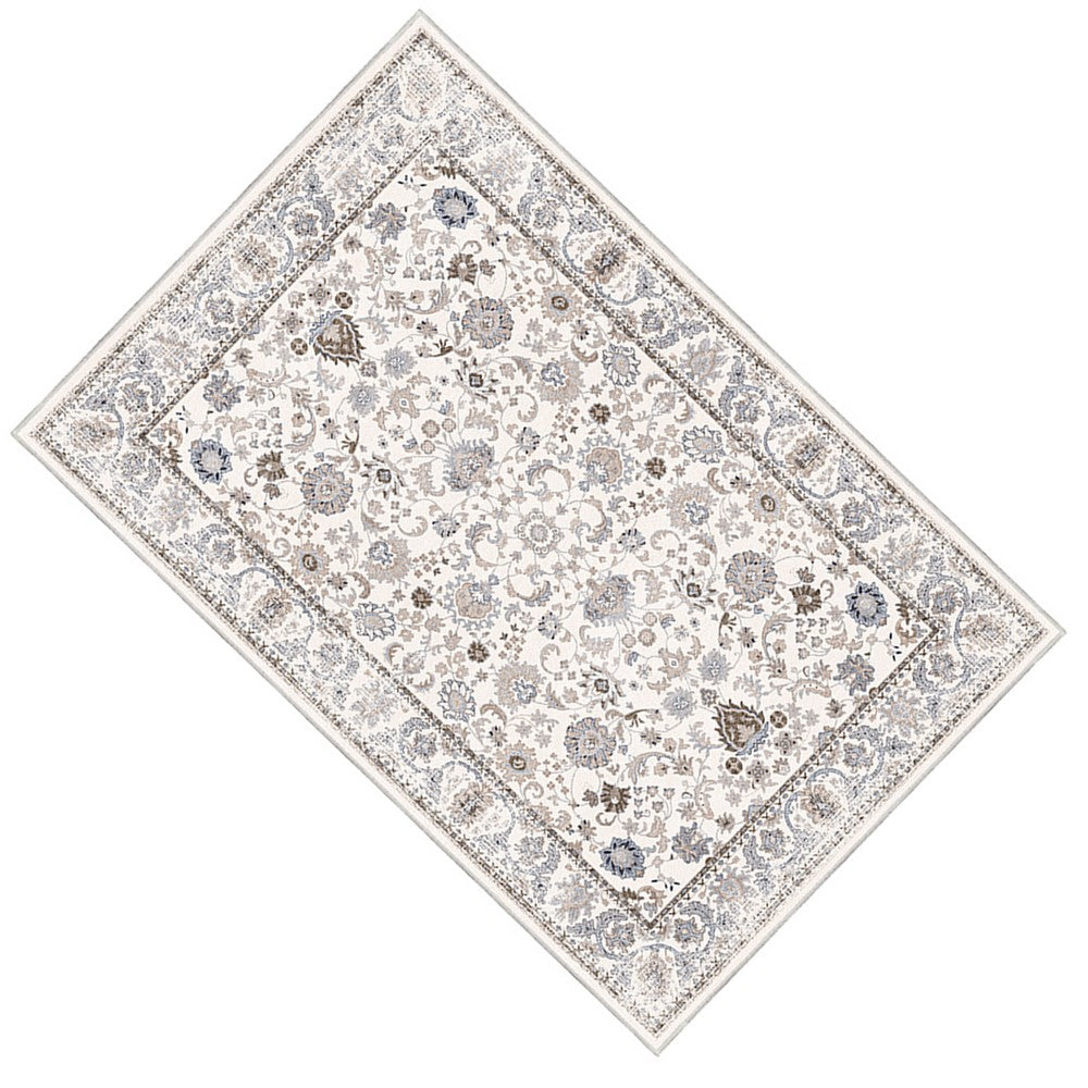 6x9 Medium Area Rug, Light Khaki and Beige Vintage Floral Patterns - BM350777