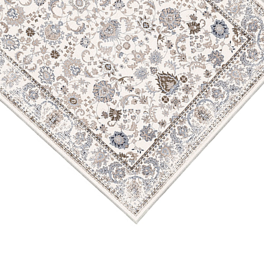 6x9 Medium Area Rug, Light Khaki and Beige Vintage Floral Patterns - BM350777