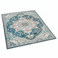 5x7 Retro Medium Area Rug, Beige Blue Vintage Persian Floral Pattern - BM350778