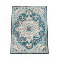 5x7 Retro Medium Area Rug, Beige Blue Vintage Persian Floral Pattern - BM350778