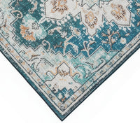 5x7 Retro Medium Area Rug, Beige Blue Vintage Persian Floral Pattern - BM350778