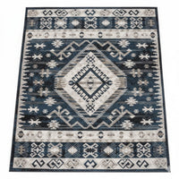Jena 8x10 Extra Large Area Rug, Persian Geometric Design, Black Blue - BM350779