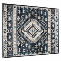 Jena 8x10 Extra Large Area Rug, Persian Geometric Design, Black Blue - BM350779