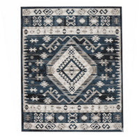 Jena 8x10 Extra Large Area Rug, Persian Geometric Design, Black Blue - BM350779
