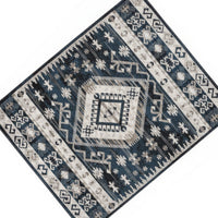 Jena 8x10 Extra Large Area Rug, Persian Geometric Design, Black Blue - BM350779