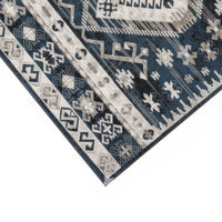 Jena 8x10 Extra Large Area Rug, Persian Geometric Design, Black Blue - BM350779