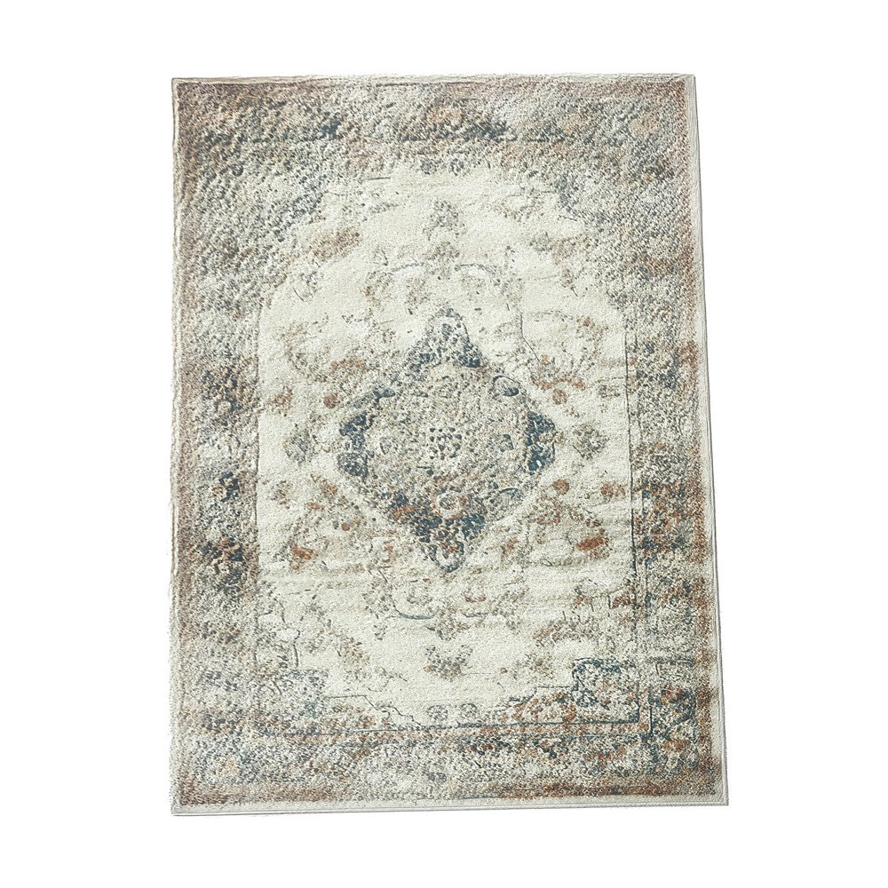 5x7 Classic Medium Area Rug, Blue Yellow Vintage Persian Floral Pattern - BM350780