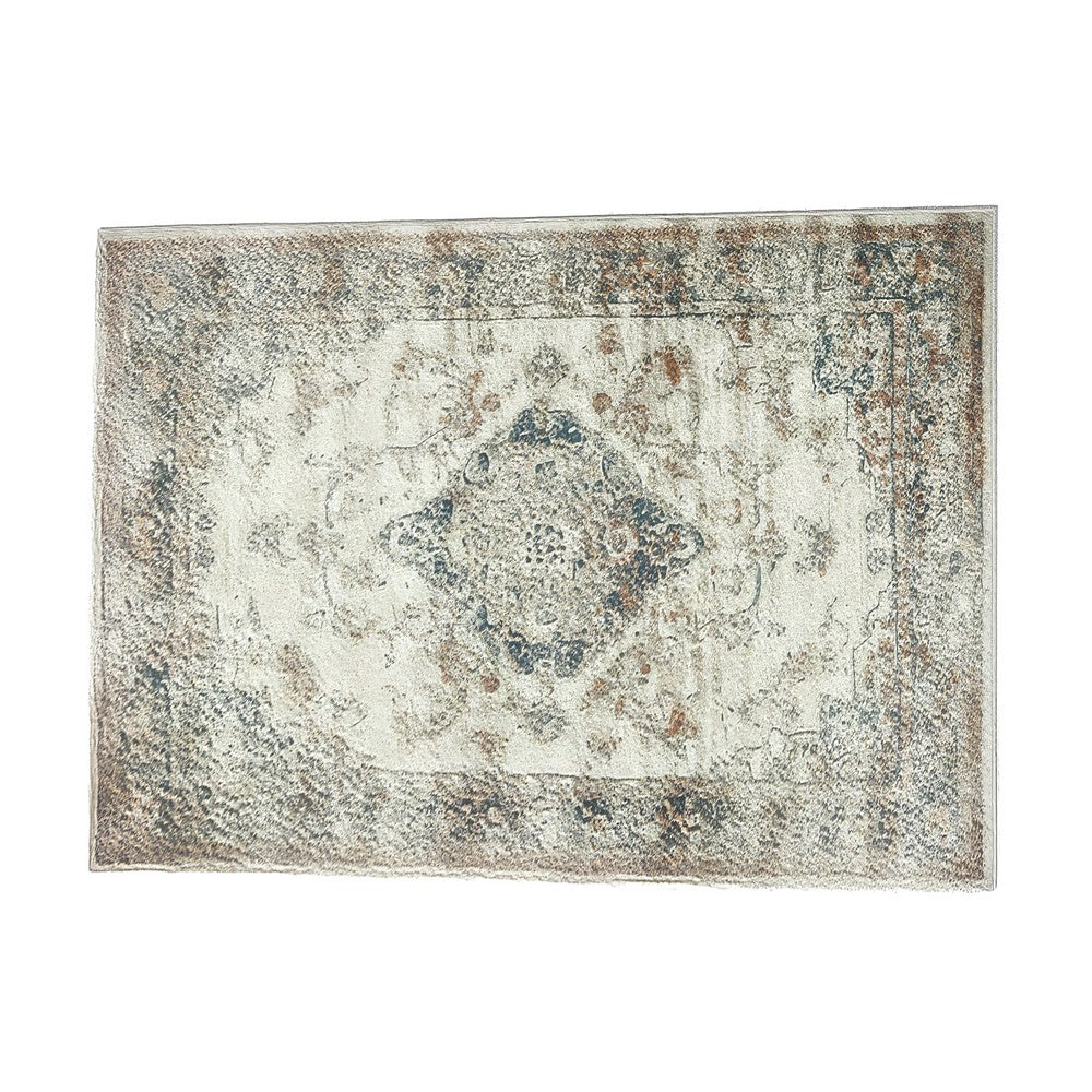 5x7 Classic Medium Area Rug, Blue Yellow Vintage Persian Floral Pattern - BM350780