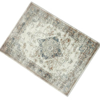 5x7 Classic Medium Area Rug, Blue Yellow Vintage Persian Floral Pattern - BM350780