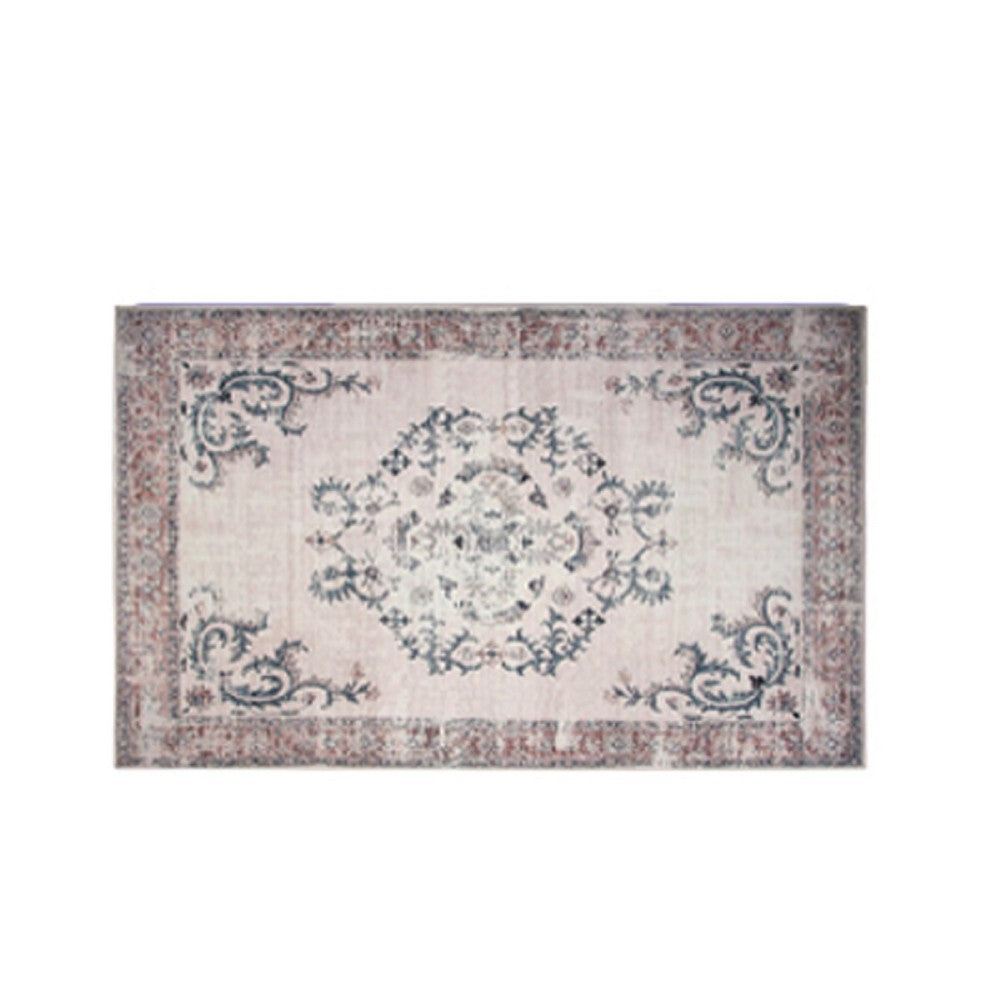 5x7 Vintage Medium Area Rug, Antique Brassy White Persian Floral Pattern - BM350781