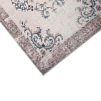 5x7 Vintage Medium Area Rug, Antique Brassy White Persian Floral Pattern - BM350781