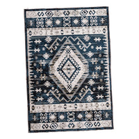 Jena 6x9 Large Area Rug, Persian Geometric Design, Modern Retro Black Blue - BM350782