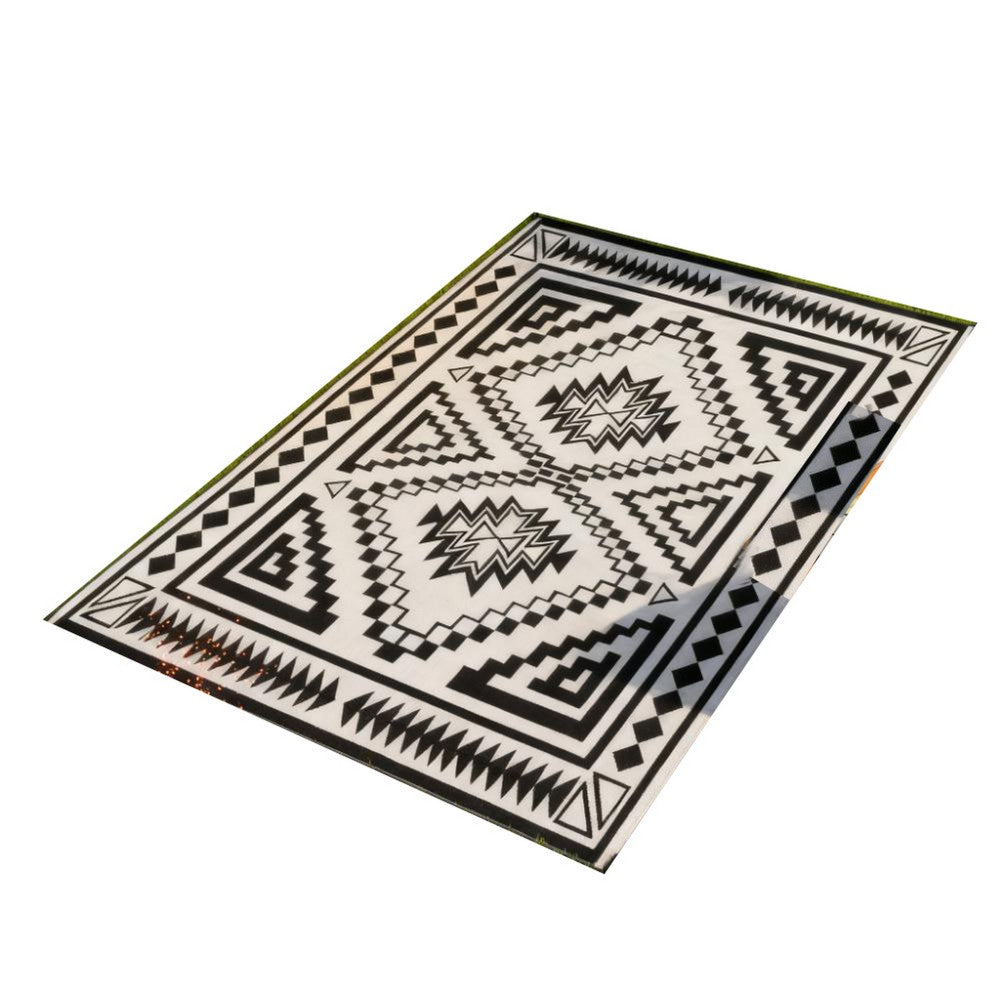 Lema 9x18 Ultra Large Area Outdoor Rug with Carrying Bag, Black and White - BM350783