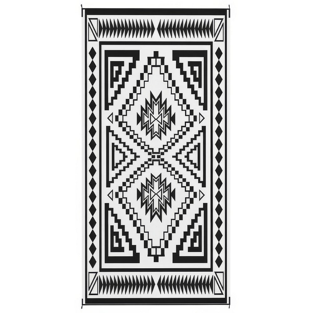 Lema 9x18 Ultra Large Area Outdoor Rug with Carrying Bag, Black and White - BM350783