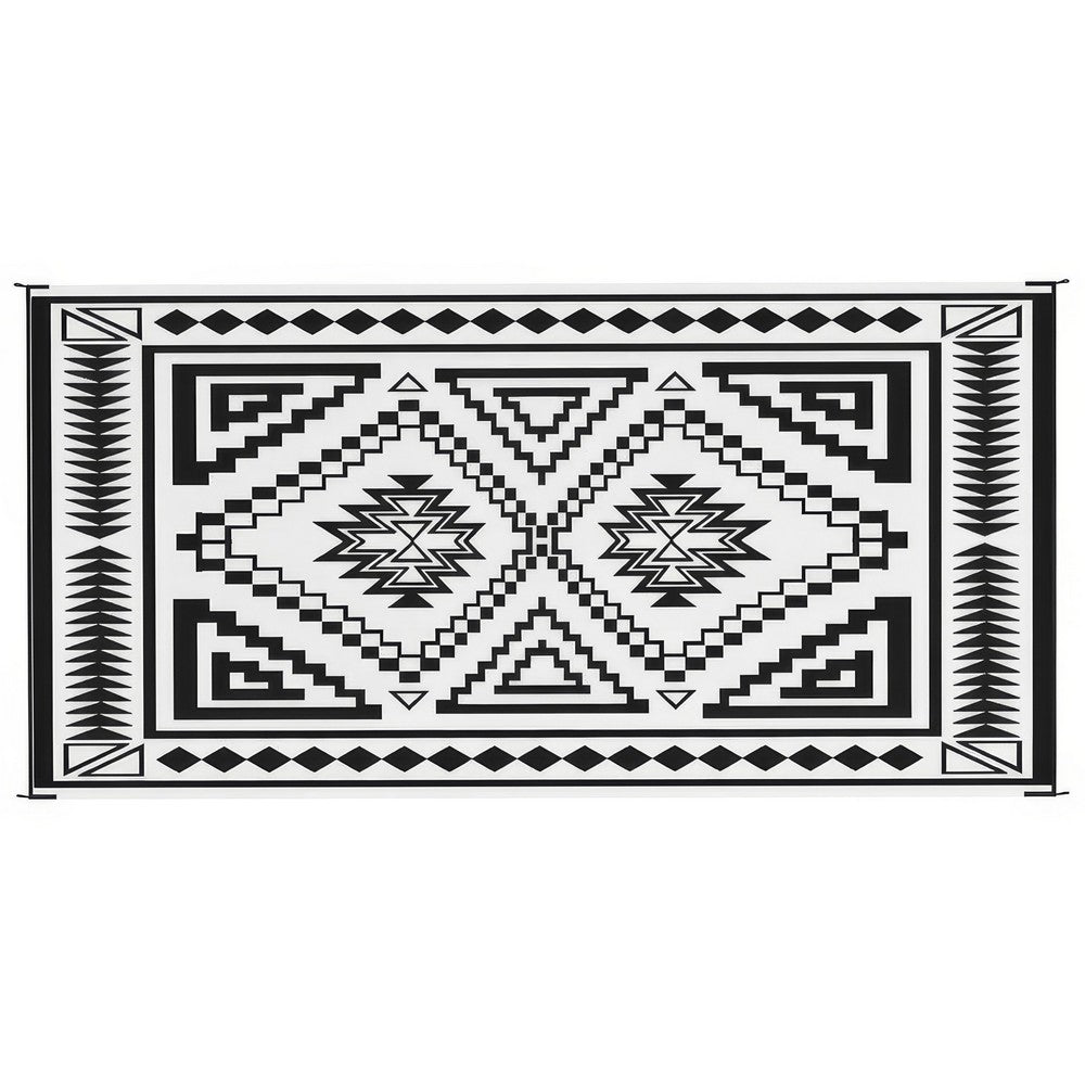 Lema 9x18 Ultra Large Area Outdoor Rug with Carrying Bag, Black and White - BM350783