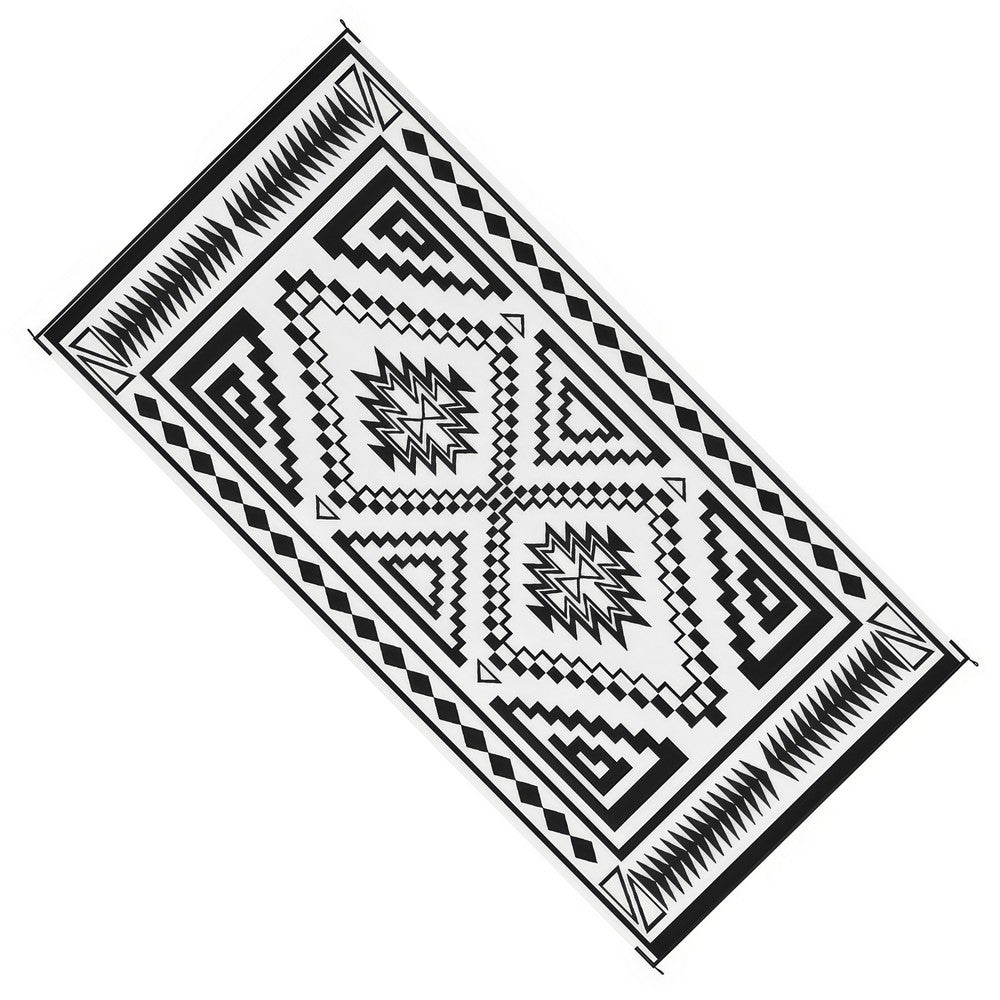 Lema 9x18 Ultra Large Area Outdoor Rug with Carrying Bag, Black and White - BM350783