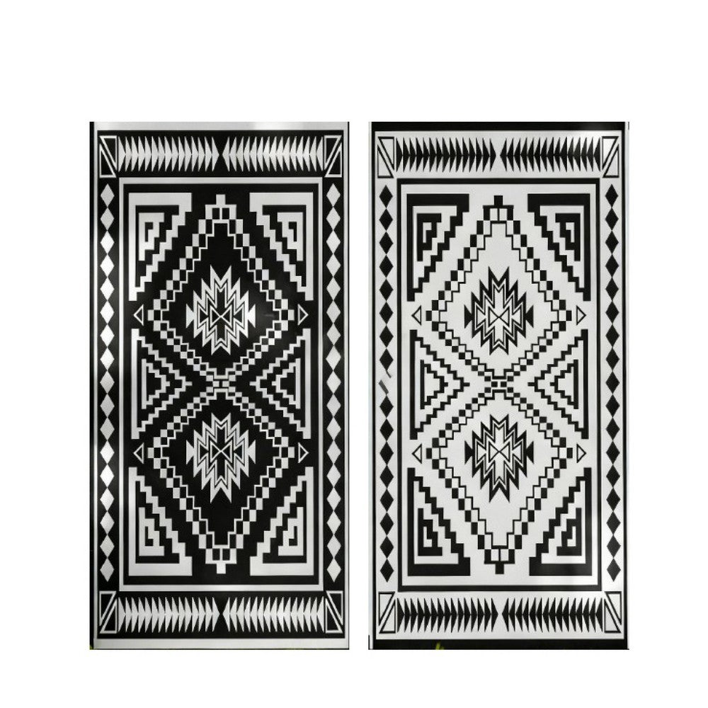 Lema 9x18 Ultra Large Area Outdoor Rug with Carrying Bag, Black and White - BM350783