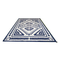 Lema 9x18 Ultra Large Area Patio Rug with Carrying Bag, Blue and White - BM350784