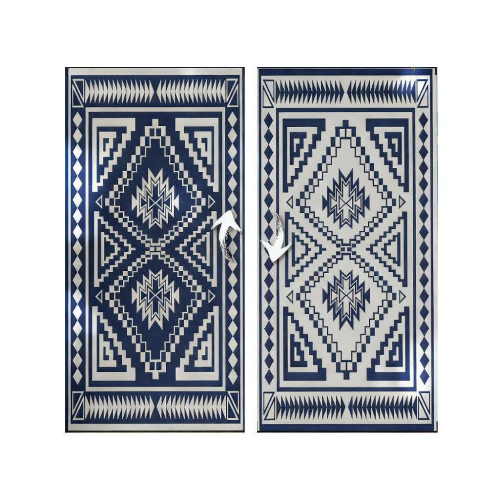 Lema 9x18 Ultra Large Area Patio Rug with Carrying Bag, Blue and White - BM350784