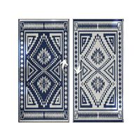Lema 9x18 Ultra Large Area Patio Rug with Carrying Bag, Blue and White - BM350784