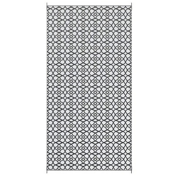 9x18 Ultra Large Outdoor Rug, Black and White Reversible Clover Pattern - BM350785