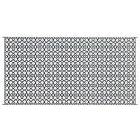 9x18 Ultra Large Outdoor Rug, Black and White Reversible Clover Pattern - BM350785