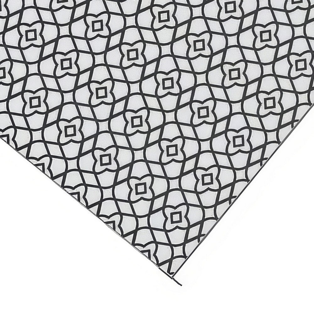 9x18 Ultra Large Outdoor Rug, Black and White Reversible Clover Pattern - BM350785