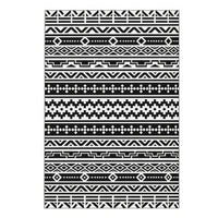 Mez 6x9 Medium Outdoor Rug, Black White Bohemian Geometric Pattern w Bag - BM350786