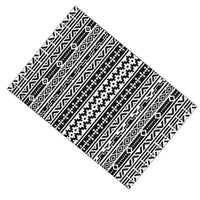Mez 6x9 Medium Outdoor Rug, Black White Bohemian Geometric Pattern w Bag - BM350786